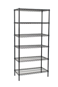 6-tier black wire shelving unit 60W x 14D inches