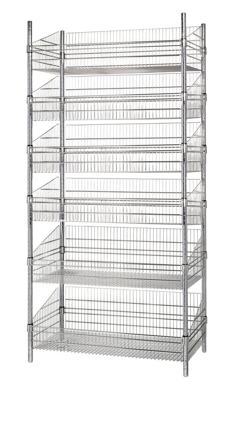 6-tier deep basket wire shelving 60W x 18D inches