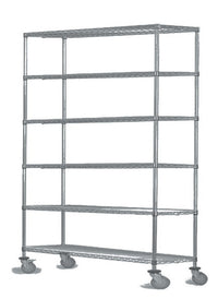 6-tier gray mobile wire shelf truck 48W x 21D inches