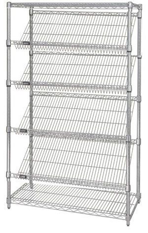 6-tier black slanted wire shelving for display