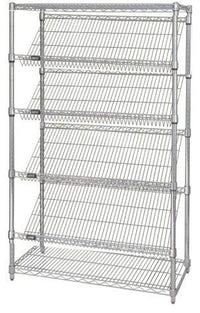 6-tier black slanted wire shelving for display
