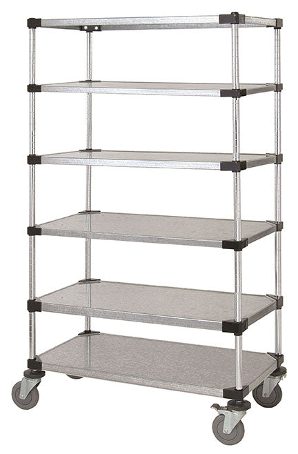 24" Deep x 60" Wide 6 Tier Solid Galvanized Mobile Shelving Unit