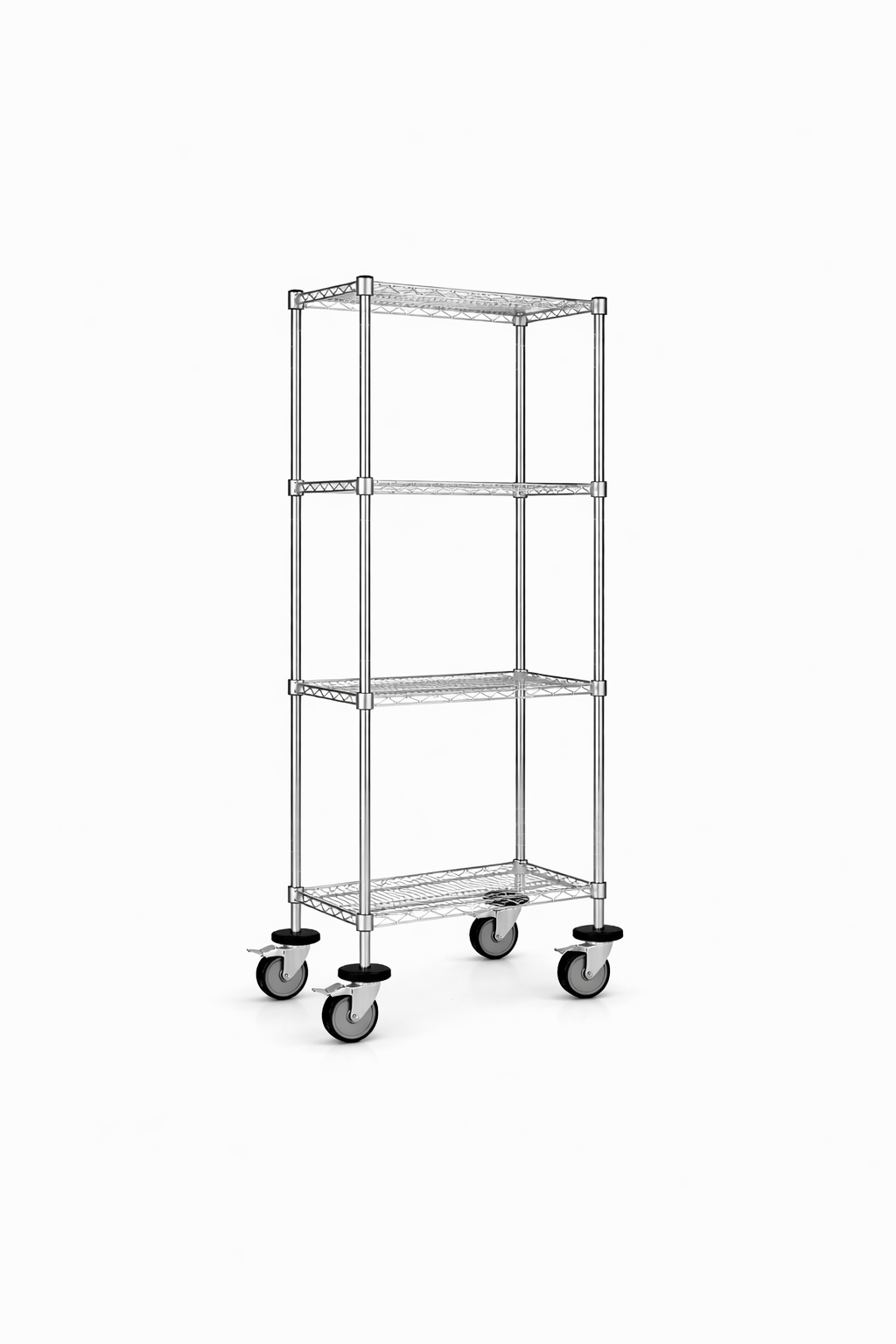 21" Deep x 30" Wide 4 Tier Chrome Wire Shelf Truck