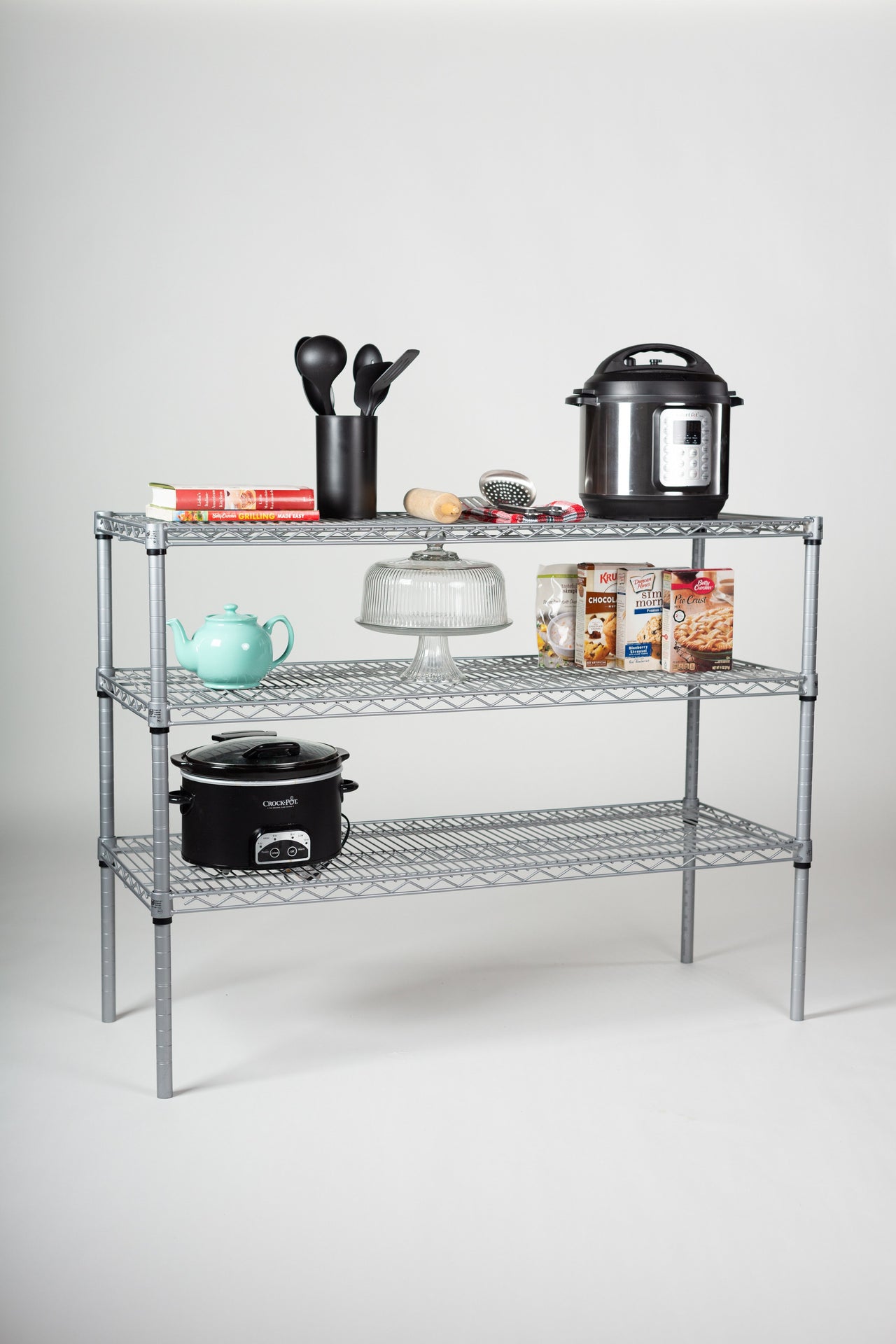 3-tier gray wire shelving unit 72W x 30D inches