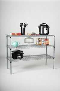3-tier gray wire shelving unit 72W x 30D inches