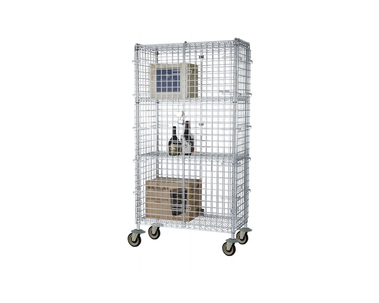 chrome mobile wire security cage 60W x 21D inches